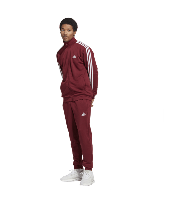 adidas Sportswear Basic 3-Stripes French Terry Track Suit Burgundy - rot