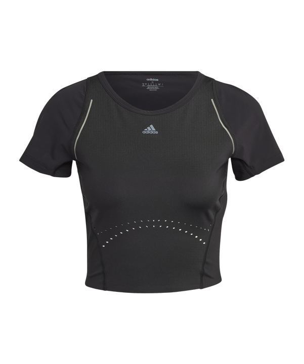 adidas WTR Cropped T-Shirt Damen Schwarz Grau - schwarz