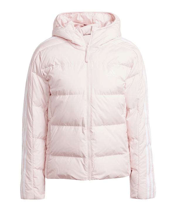 adidas Essentials 3-Stripes Mid Down Hooded Jacket Pink - pink