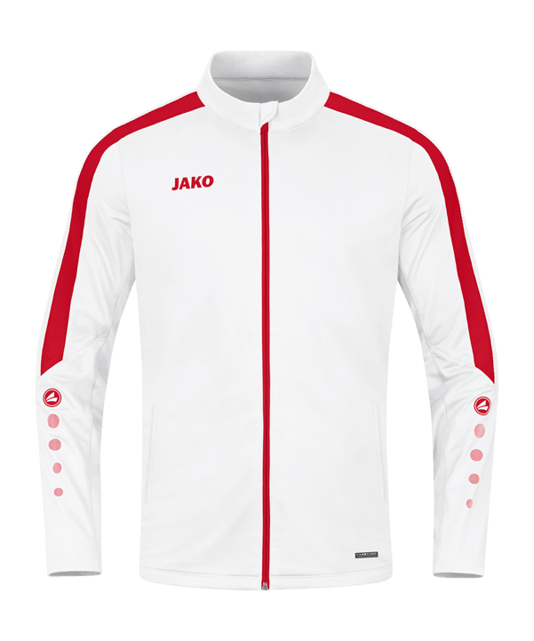 JAKO Power Polyesterjacke Weiss Rot F004 - weiss