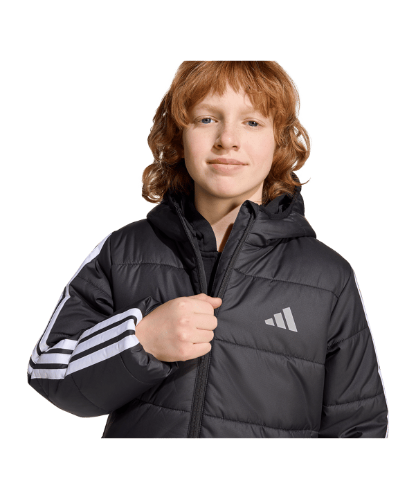 adidas Essentials 3 Stripes Padded Winterjacke Kids Schwarz - schwarz