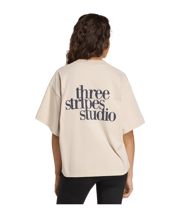 adidas 3 Stripes Studio T-Shirt Damen Beige - beige
