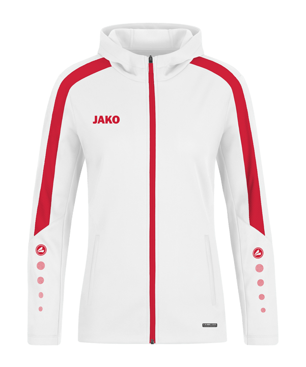 JAKO Power Kapuzenjacke Damen Weiss Rot F004 - weiss