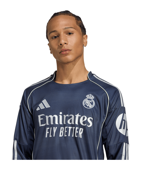 adidas Real Madrid Longsleeve Trikot Away 2025/2026 Blau - blau
