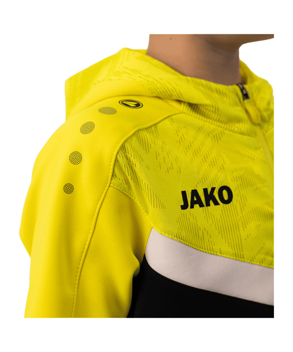 JAKO Iconic Kapuzenjacke Kids Schwarz Gelb F808 - schwarz