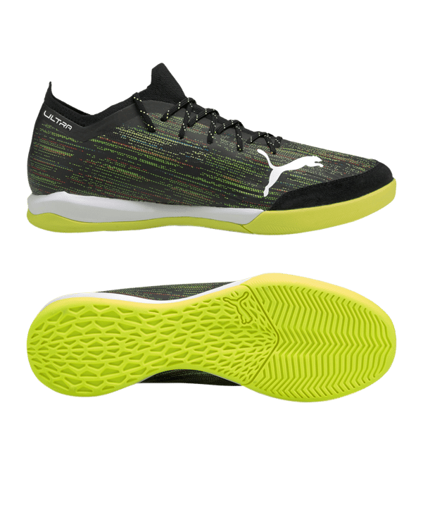 PUMA ULTRA Game On 1.2 Pro Court Schwarz Weiss Gelb F01 - schwarz