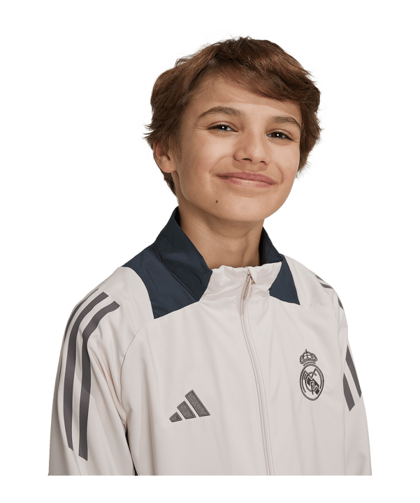 adidas Real Madrid Prematch Jacke Kids Grau - rosa