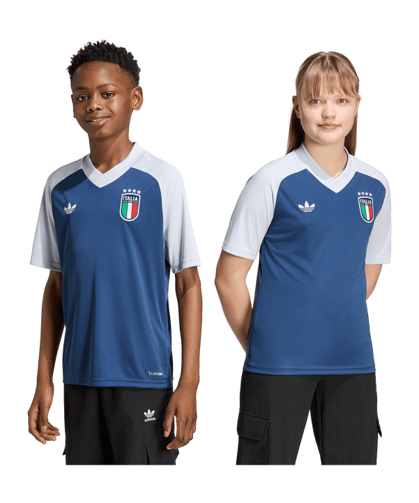 adidas FIGC Italien Prematch Trikot Away WM 2026 Kids Blau - blau