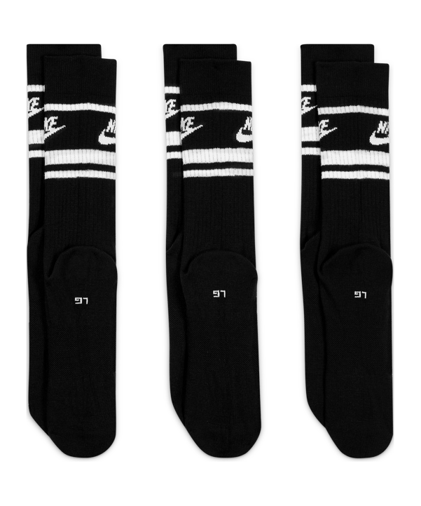 Nike Essential Crew Stripe Socken 3er Pack F010 - schwarz