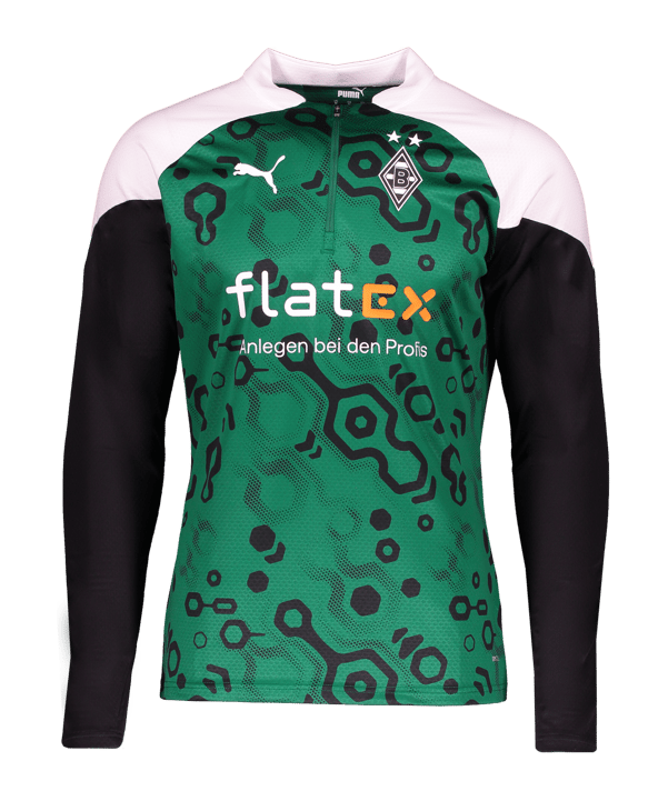 PUMA Borussia Mönchengladbach Halfzip Sweatshirt mit Sponsor Grün Blau F09 - gruen