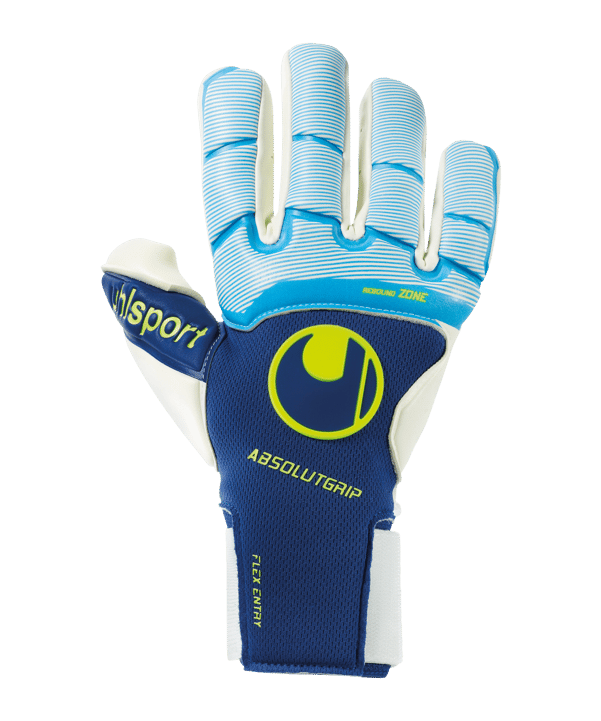 uhlsport Absolutgrip Tight HN Classic Torwarthandschuhe Blau Türkis Gelb F01 - blau