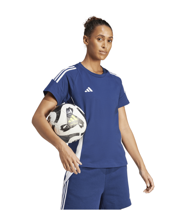 adidas Tiro 24 T-Shirt Damen Blau Weiss - blau