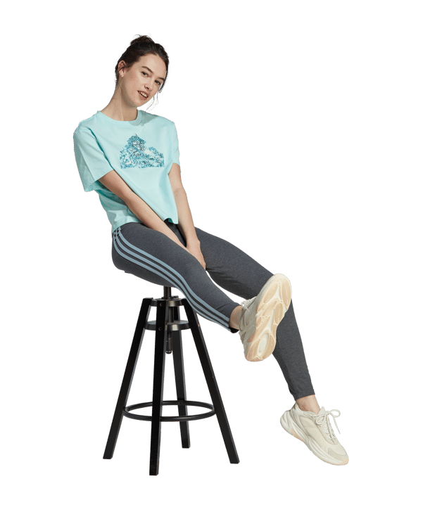 adidas High Waist Leggings Damen Grau Blau - grau