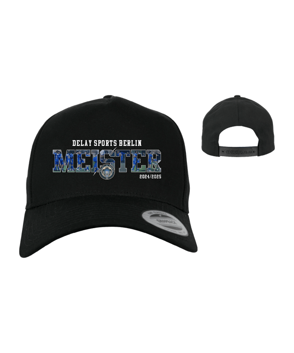 Delay Sports Kreisliga A Meister Curved Snapback Cap Schwarz - schwarz
