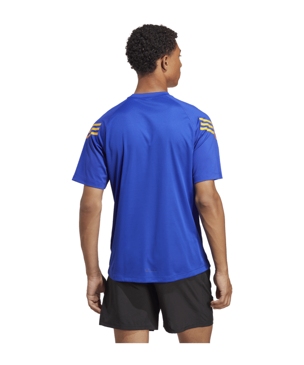 adidas 3-Stripes T-Shirt Blau Pink Gelb - blau