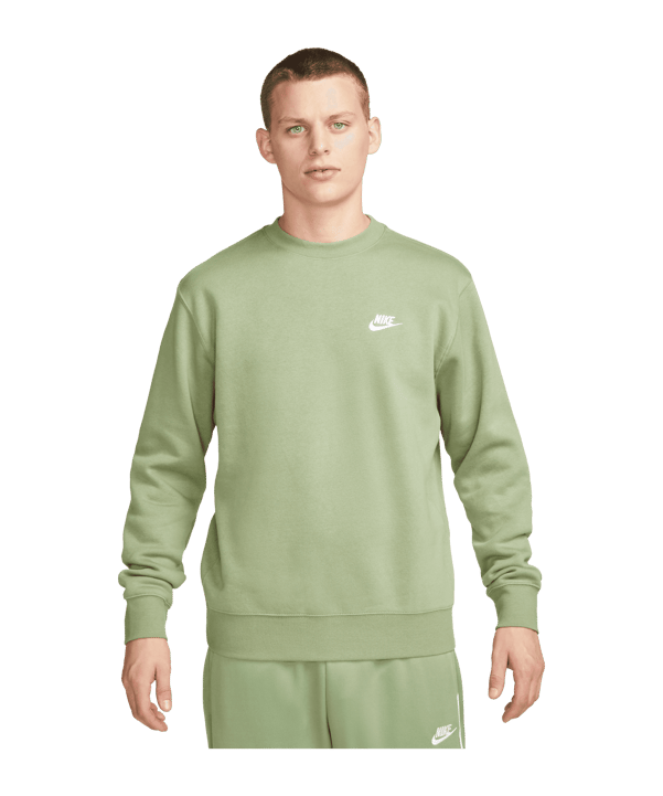 Nike Club Crew Sweatshirt Grün Weiss F386 - gruen