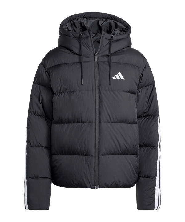 adidas Essentials Climawarm 3 Stripes Puffer Down Kapuzenjacke Damen Schwarz - schwarz