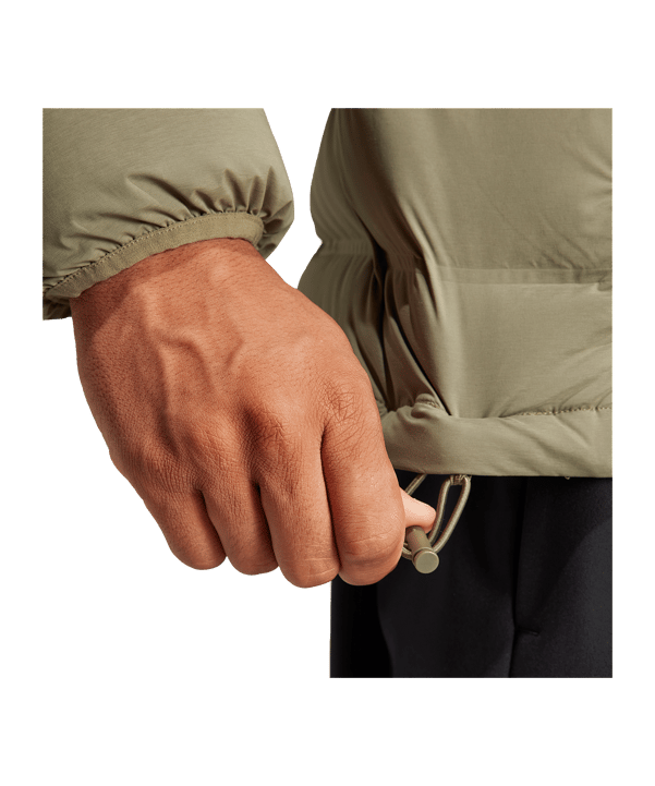 adidas Helionic Stretch Hooded Down Jacket Green - gruen
