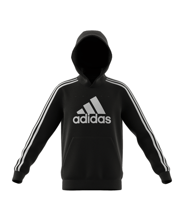 adidas 3 Stripes Kapuzenjacke Kids Schwarz Weiss - schwarz