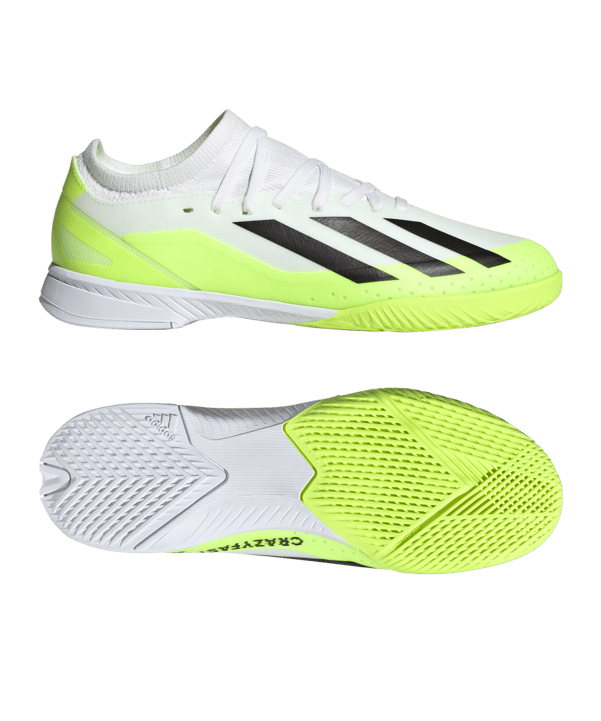 adidas X Crazyfast.3 IN Halle Crazyrush Kids Weiss Schwarz Gelb - weiss