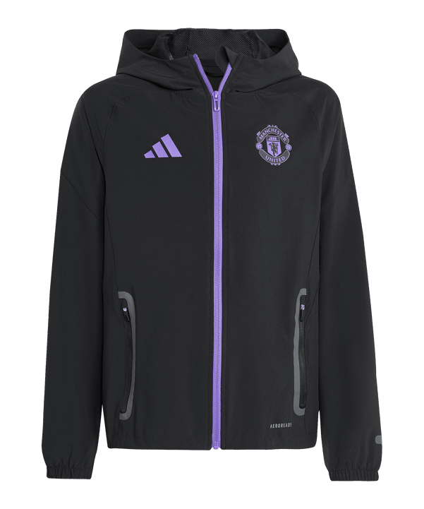 adidas Manchester United Vis Tech Travel Jacke Kids Schwarz - schwarz