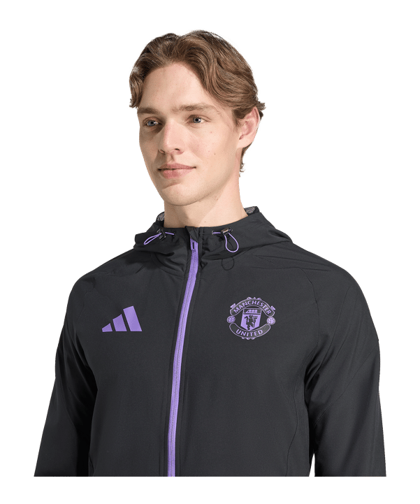 adidas Manchester United Vis Tech Travel Jacke Schwarz - schwarz