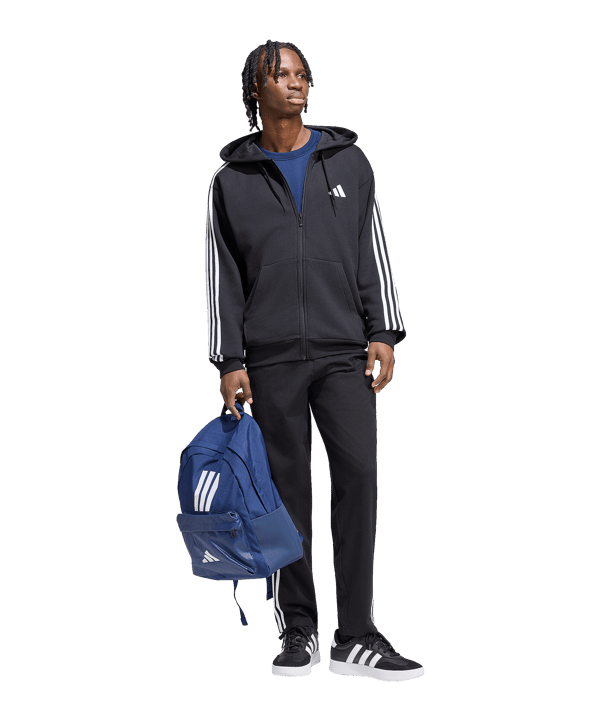 adidas Essentials 3-Stripes French Terry Kapuzenjacke Schwarz