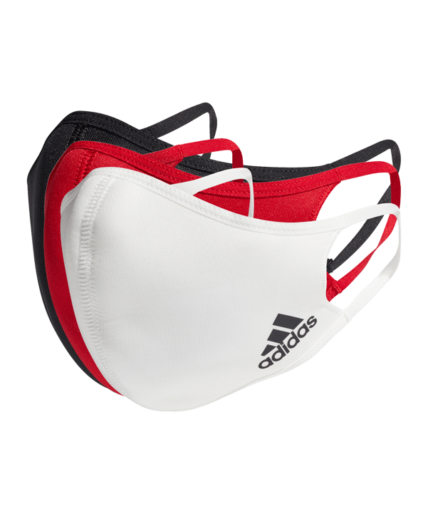 adidas Gesichtsmaske Gr. M/L 3er Set Schwarz Weiss Rot - weiss
