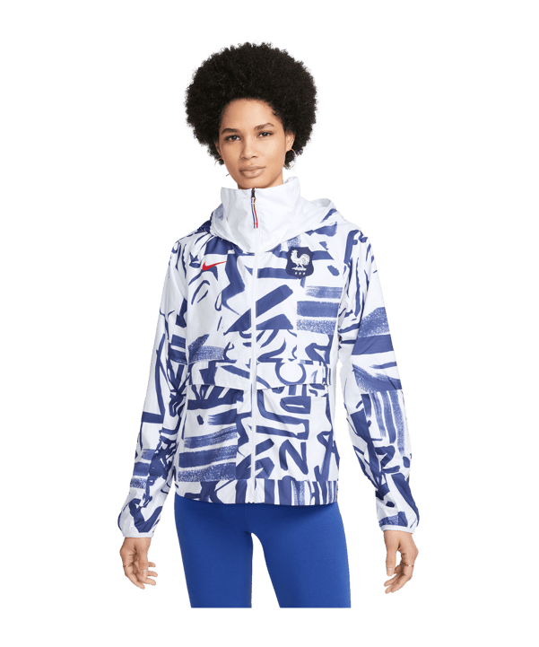 Nike Frankreich Jacke Damen Weiss Blau Rot F100 - weiss