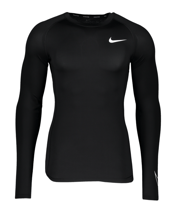 Nike Pro Longsleeve Schwarz Weiss F010 - schwarz
