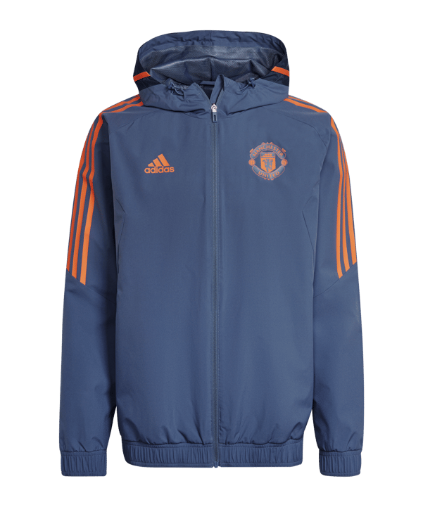 adidas Manchester United Allwetter Kapuzenjacke Blau - blau