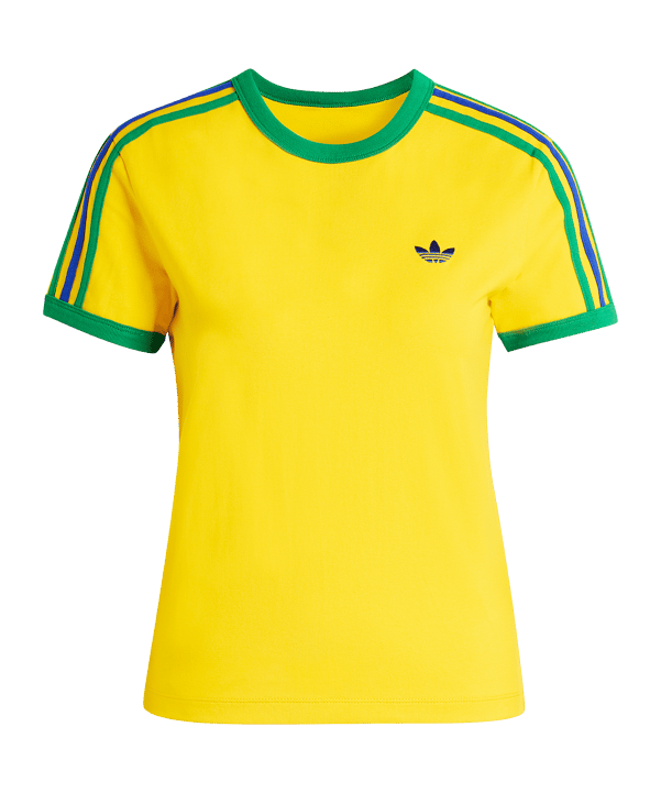 adidas Originals 3 Stripes Slim T-shirt Donna Giallo - giallo