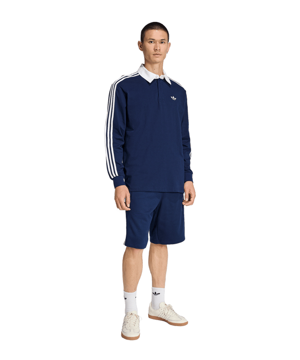 adidas 3 Stripes Longsleeve Polo Blau - blau