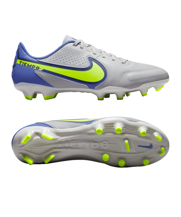 Nike Tiempo Legend IX Recharge Academy FG/MG Grau Gelb Blau F075 - grau