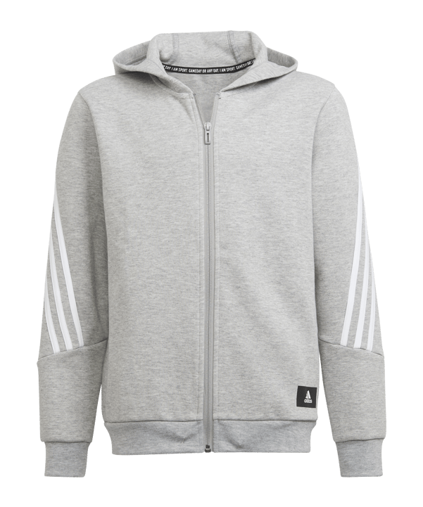 adidas Future Icons Kapuzenjacke Kids Grau Weiss - grau