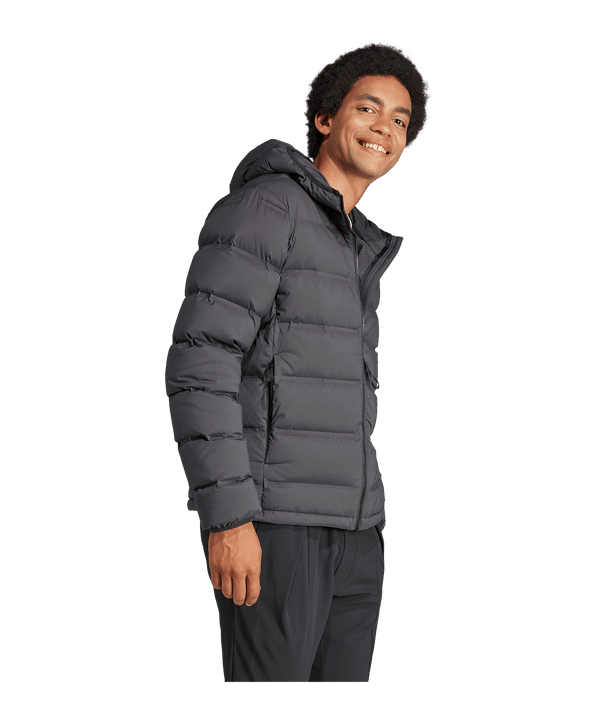 adidas Helionic Stretch Hooded Down Jacket Black - schwarz