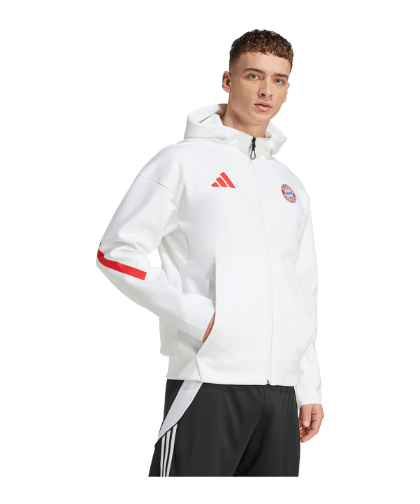 adidas FC Bayern München Anthem Kapuzenjacke Weiß - weiss