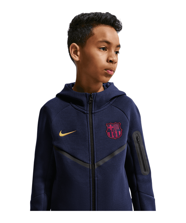 Nike FC Barcelona Tech Fleece Jas met capuchon Kinderen Blauw K498 - blauw