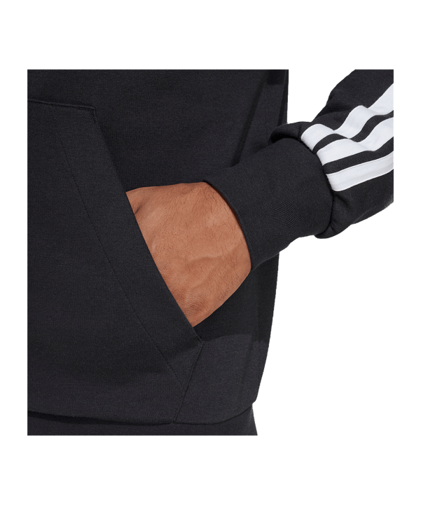 adidas Essentials 3 Stripes Kapuzenjacke Schwarz - schwarz