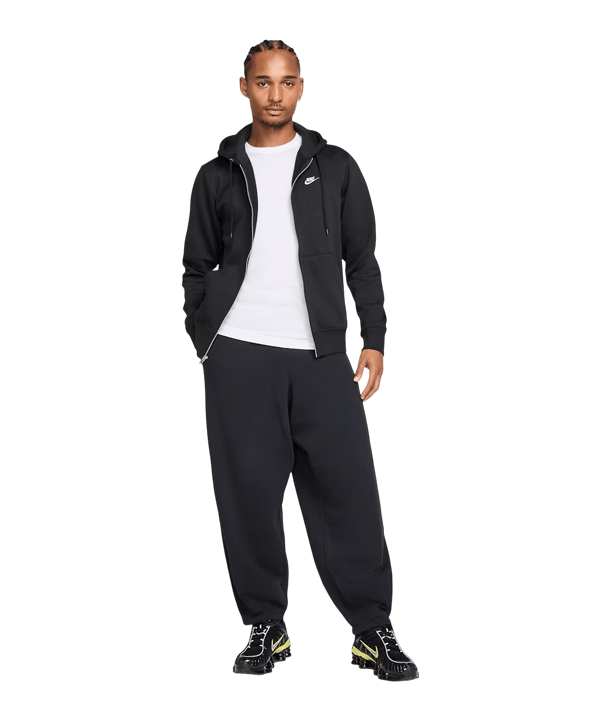 Nike Club Fleece Kapuzenjacke Schwarz F010 - schwarz