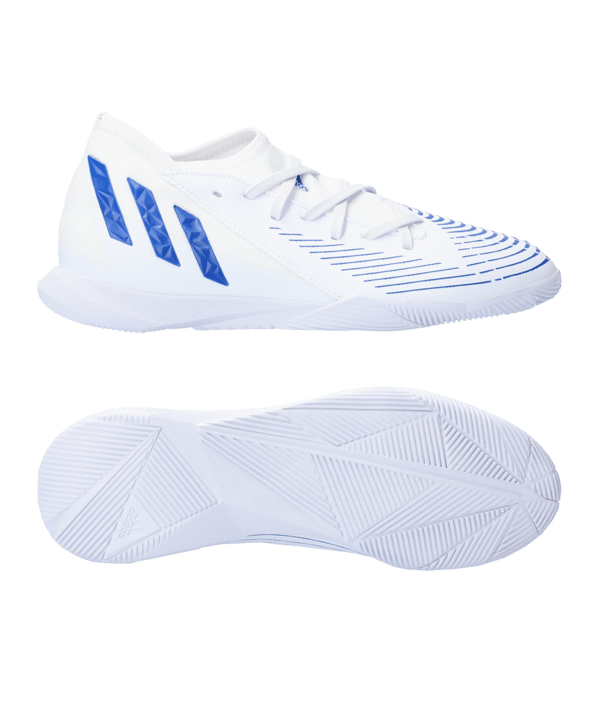 adidas Predator EDGE.3 IN Halle Diamond Edge J Kinder Weiss Blau - weiss