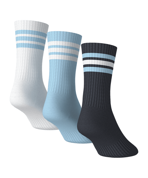 adidas 3 Stripes Crew 3er Pack Socken Blau - blau
