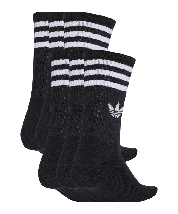 adidas Originals 3 Stripes Crew 6er Pack Socken Schwarz - schwarz
