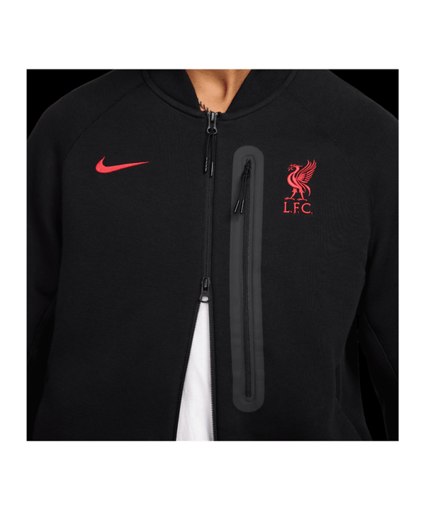 Nike FC Liverpool Tech Fleece Kapuzenjacke Schwarz F010 - grau