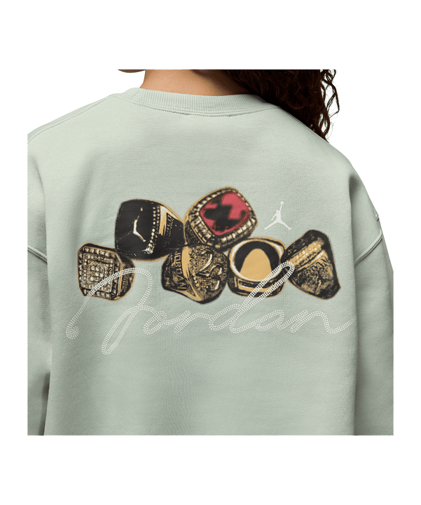 Jordan Brooklyn Fleece Crewneck Sweatshirt Damen Grün F017 - gruen