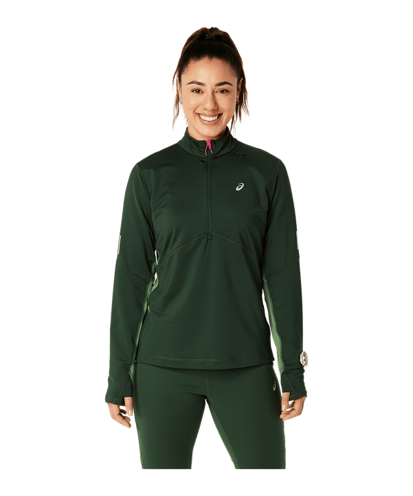 Asics WinterRun HalfZip Sweatshirt Damen Grün F300 - gruen