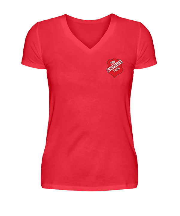 TSV Schopfloch V Neck Wappen Damen Rot - rot
