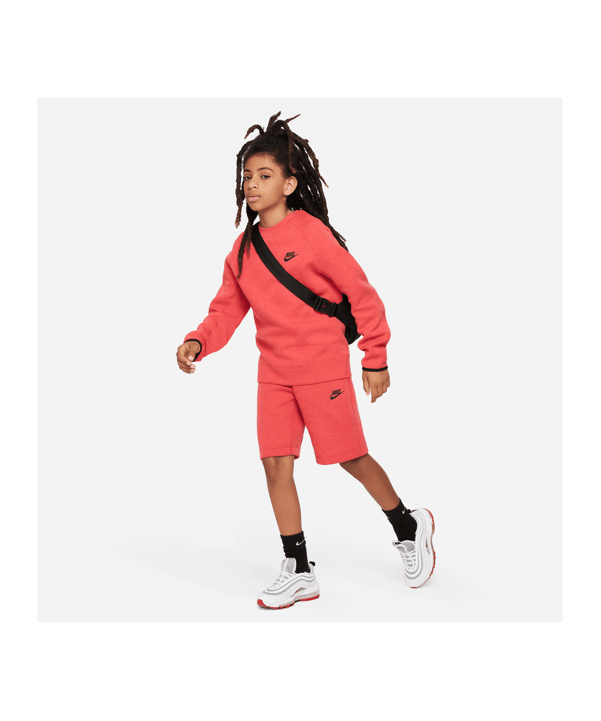 Nike Tech Fleece Short Kids Rot Schwarz F672 - rot