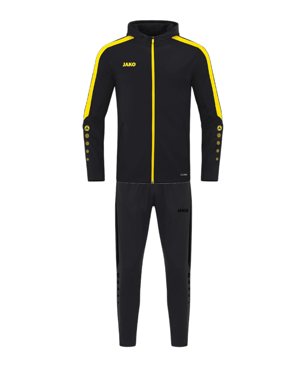 JAKO Power mit Kapuze Trainingsanzug Kids Schwarz F803 - schwarz