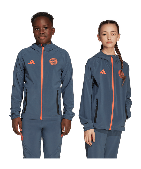 adidas FC Bayern München Tech Travel Jacke Kids Grau - grau
